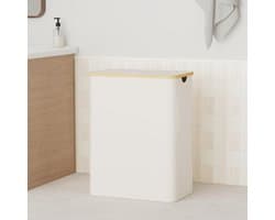 SnelShoppen - Wasmand met deksel, 3 vakken, 158 l, wassorteerder van 600D Oxford-weefsel, afneembare waszak, beige, wasbox voor woonkamer, badkamer, k