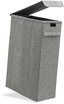 20 cm Smalle Wasmand met Deksel - 50L Opbergbox Grijs — thumbnail 1