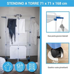 Moderne Wasdroger - Toren Droogrek - Efficiënt Drogen - Ruimtebesparend Ontwerp - 40 Meter Droogruimte - Wit — thumbnail 3