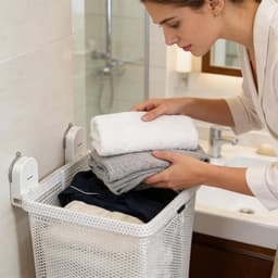 Wassorteerder - heupwasmand - opbouwbare opbergmanden - Badkameropbergmanden - Opbergmanden van gaas - Wasmanden van gaas - opbergmanden badkamer - Hangende opbergmanden - 27.8x20.5x45cm - Geschikt voor badkamers slaapkamers en appartementen — thumbnail 2