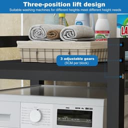 Wasmachine Onderstel - Stellingkast - Ruimte Besparen - Verstelbare Hoogte - 118 cm Lengte - Wit — thumbnail 3