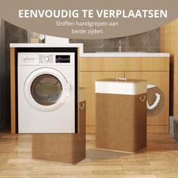 Geargalaxy Wasmand - Wasbox - Wasverzamelaar - Wasbak - Wasopberger - Wasmand met Deksel - Bamboe Wasmand - 72L - 40x30x60cm — thumbnail 4