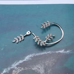 bladeren oor manchet oorbellen goud zirkoon blad Wrap Crawler Oorbellen Cz Full Ear Oorbellen Geen Piercing Kristal Oorbellen Sieraden voor Vrouwen en Meisjes Dierenoorbellen — thumbnail 3