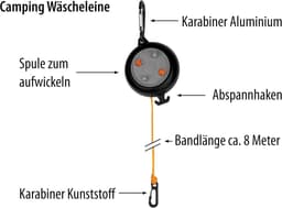 Waslijn Oprolbaar - Draagbare Drooglijn - Kamperen en Reizen - Ruimtebesparende Oplossing - 8 Meter Lengte - Wit — thumbnail 4