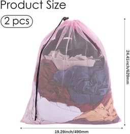 Solidchoice - 2 Stuks Mesh Waszakken met Trekkoord 62x49 cm — thumbnail 4