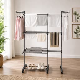 Seth Select Droogrek 4-Laags met Wielen – Opvouwbaar Wasrek voor Binnen en Buiten – Groot Wasdroogrek voor Kleding en Wasgoed — thumbnail 5
