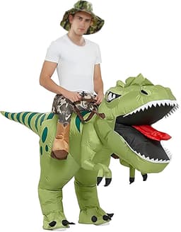 Opblaasbaar dionkostuum, opblaasbaar dinosauruskostuum voor volwassenen, dinosauruspak, carnaval, party, dino-kostuum, voor mannen en vrouwen (150 cm - 190 cm) — thumbnail 4