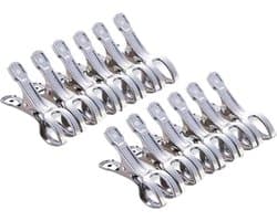 12 Stuks RVS Strandhanddoek Klemmen, Grote Windbestendige Klemmen voor Handdoeken, Wasgoed en Dikke Kleding, 8.5 cm Kledingknijpers
