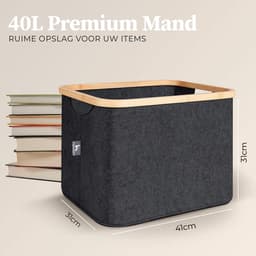 SnelShoppen - HENNEZ Wasmand 40L | Vouwbare Opbergmand | Dark Grey Vilt | Wascontainer | Organizer voor Huishouden, Camping en Keuken — thumbnail 3