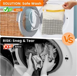 Wasnetjes met ritssluiting - Set van 3 - 30x20/40x30/50x40 cm - Katoenen waszakken voor wasmachine en reizen — thumbnail 3