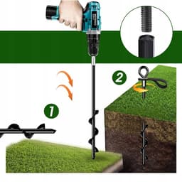 Spiraal Grondanker Set – Zware Grondschroef - Tentankers - 4 Stuks - T-handgreep & 14mm Adapter - RVS - Elektrisch of Handmatig - Windbestendig - Diepe Grip in Grond - Voor Tent & Trampoline & Schommel — thumbnail 4