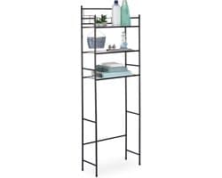 Wasmachine rek metaal 3 etages 165 x 58 x 25 cm - droger toiletrek - staand badkamerrek - zwart Wasmachine rek