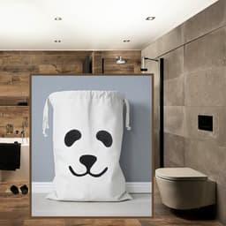 Waszak met Panda Print - Badkamer Was Zak - Laundry Bag - wit-zwart - 65 x 47 cm — thumbnail 1