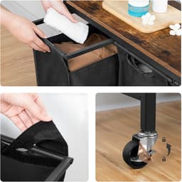 Wasmand 3 Compartimenten - Wasmand Met Plank - Oxford stoffen waszak - 83x33x74cm - Was Sorteren — thumbnail 4