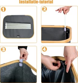CALIYO Wasmand - Wassorteerder - Wasmand met Deksel - 69×43.5×32.5cm Nis Wasbox - Opvouwbare Mand Vuile Was - 100L - Beige — thumbnail 2