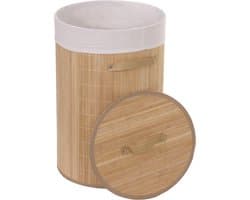 Wasmand MCW-C21, Wasbox Wasbox Wasbox, bamboe rond 59x35cm 50l ~ natuurlijke kleur