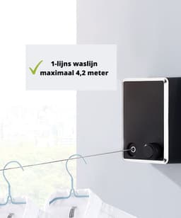 Waslijn - Uittrekbare waslijn - Enkele lijn - 4,2 meter - Wit - Wanddroogrek - Waslijndraad uittrekbaar - Roldrooglijn - Wasdraad — thumbnail 2