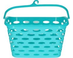 Plasticforte Wasknijpers ophang mandje aan haak - 26 x 15 x 21 cm - blauw - kunststof
