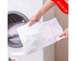 Borvat® | Waszakje | Wasnetje | Waszak groot | 40 x 50 cm | Waszakken | Waszak met rits | Waszak lingerie | lingerie | sokken | wit — afbeelding 1