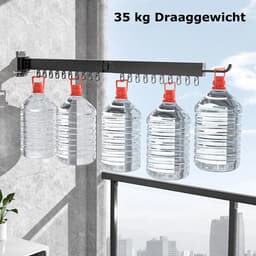 Wanddroogrek Inklapbaar 12 Haken - Droogrek Muur Wandmontage Ophangbaar - Clothes Rack Uitschuifbaar + Montage Kit - Wit — thumbnail 5