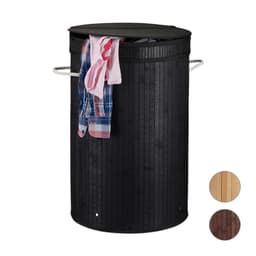wasmand - 65 l - bamboe - met klapdeksel - handgrepen - opvouwbaar - natuur — thumbnail 4