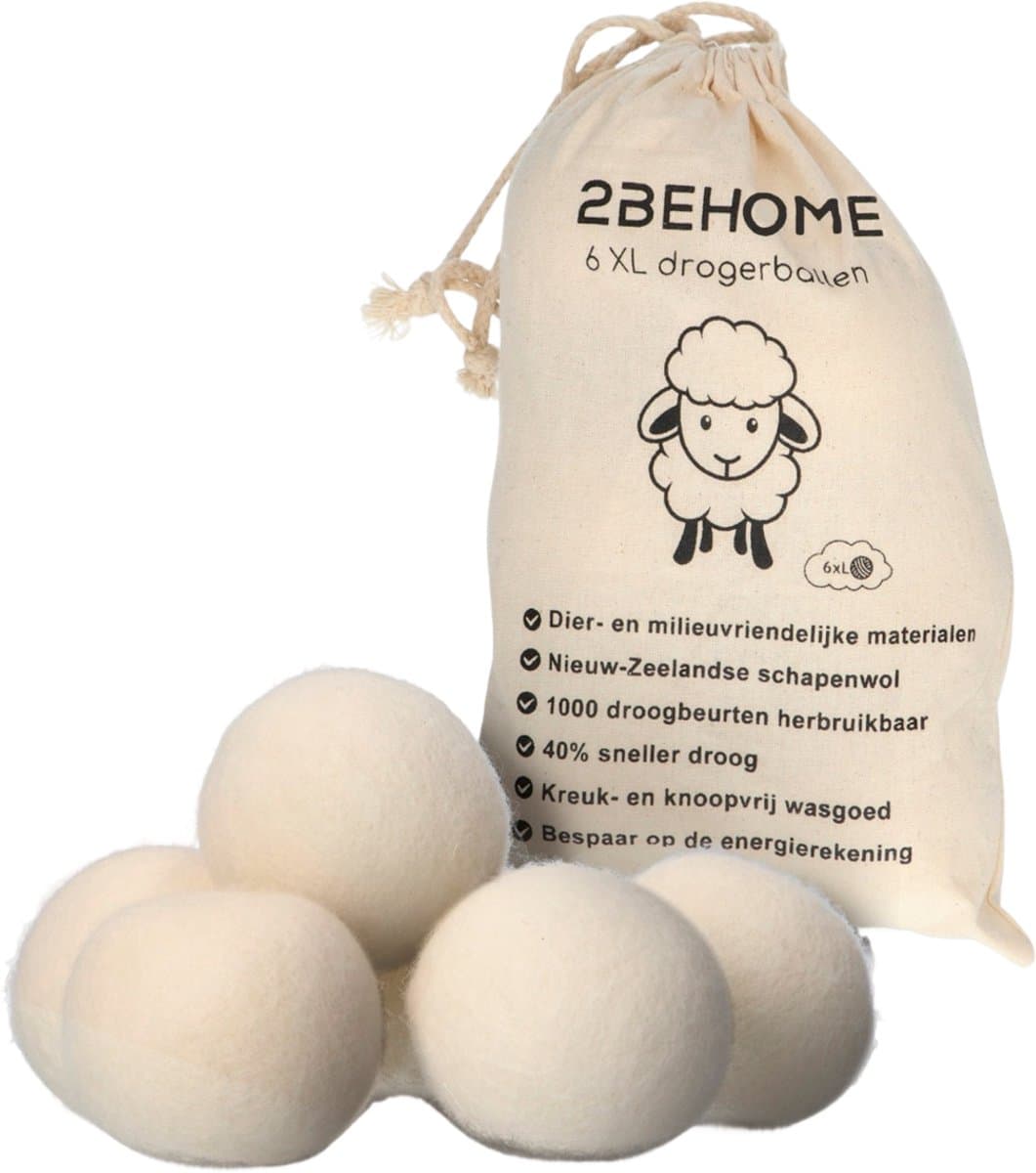 Drogerballen Voor Wasdrogers - 6 Stuks - Gemaakt van 100% Nieuw-Zeelandse Schapen Wol - Wasdrogerballen - Droogballen - Droger Ballen - Dryer Balls - Wit — afbeelding 1