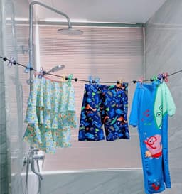 1,8 m - elastische winddichte band voor buiten positionering waslijn - waslijn voor buiten - stevig en duurzaam - eenvoudig te bevestigen - antislip - lichtgewicht en draagbaar - veelzijdig - geschikt voor reizen, kamperen, buiten en binnen — thumbnail 3