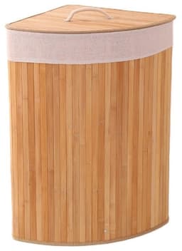 Ceruzo Bamboe Wasmand - Hoek Model - 72L - Vouwbaar - Deksel - 35 x 35 x H 60 cm- Naturel — thumbnail 1