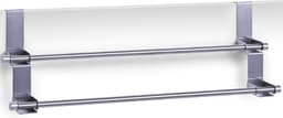 Zeller Handdoekrek - 2x - zilver - dubbele stang - 57 cm - badkamerdeur handdoekenrekken — thumbnail 1