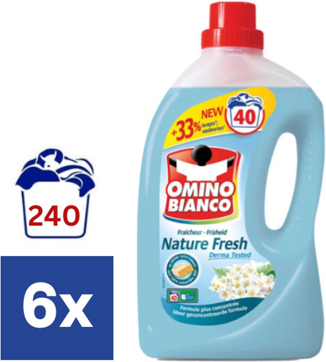 Omino Bianco Nature Fresh Vloeibaar Wasmiddel (Voordeelverpakking) - 6 x 2 l (240 Wasbeurten) — afbeelding 1