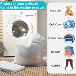 IMPERATORIS® Waszakken voor de wasmachine - Bescherming voor delicate kleding en schoenen - Wasnet van gaas - Voorkomt slijtage - Set van 2 - Wit - 90 x 110 cm — thumbnail 4