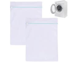 IMPERATORIS® Waszakjes voor Wasmachine - Bescherming voor Fijne Was en Schoenen - Mesh Wasnet met Rits - Voorkomt Slijtage - Set van 2 - Wit - 80 x 60 cm