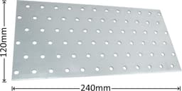 Allecta - Set van 2 montage platen 120x240x2mm met 72 gaten - verzinkt staal Z275 - bevestiging metaal hout - zilverkleurig. — thumbnail 2