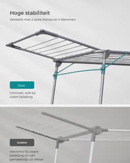 ElevateCommerce – Staande Droogrek voor Wasgoed – Opvouwbaar Wasrek met Sokkenhouder – Ruimtebesparend & Stevig – Zilver — thumbnail 5