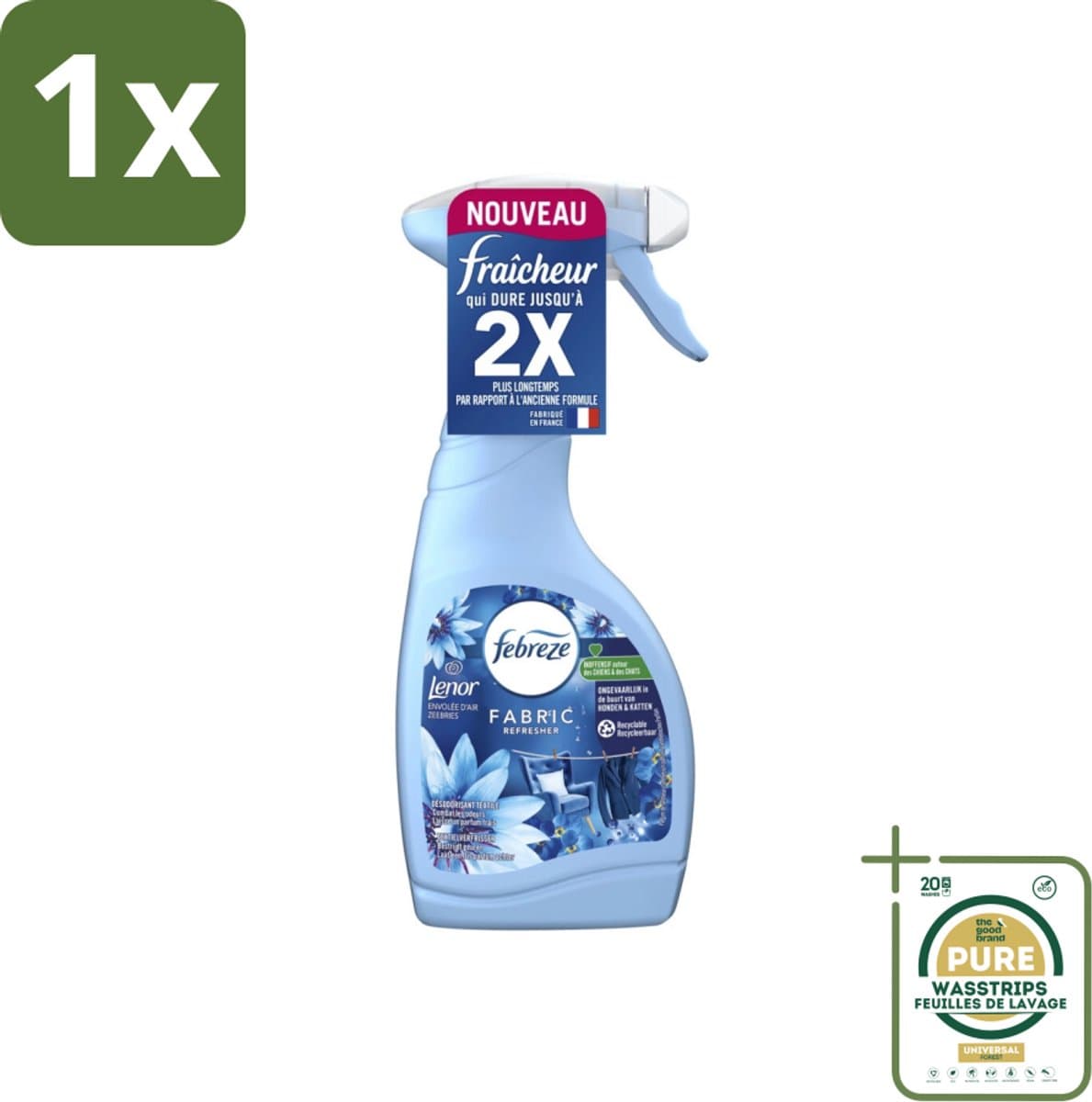 1 x Febreze Textielverfrisser Spray - Sea Breeze - Langdurige Frisse Geur - Lenor Collectie - 500ml- Textielverfrisser - Geurverwijdering - Huisdiergeuren - Meeresbrise - Textielverfrisserspray — afbeelding 1