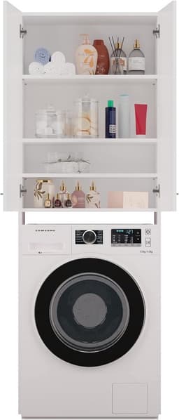 Wandkast voor Wasmachine met Diepte 30 cm - Wit Hoog Model — thumbnail 1