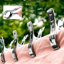 20x Sterke RVS Wasknijpers voor Handdoeken, Kleding en Strandstoelen - Roestvrij Staal — thumbnail 4