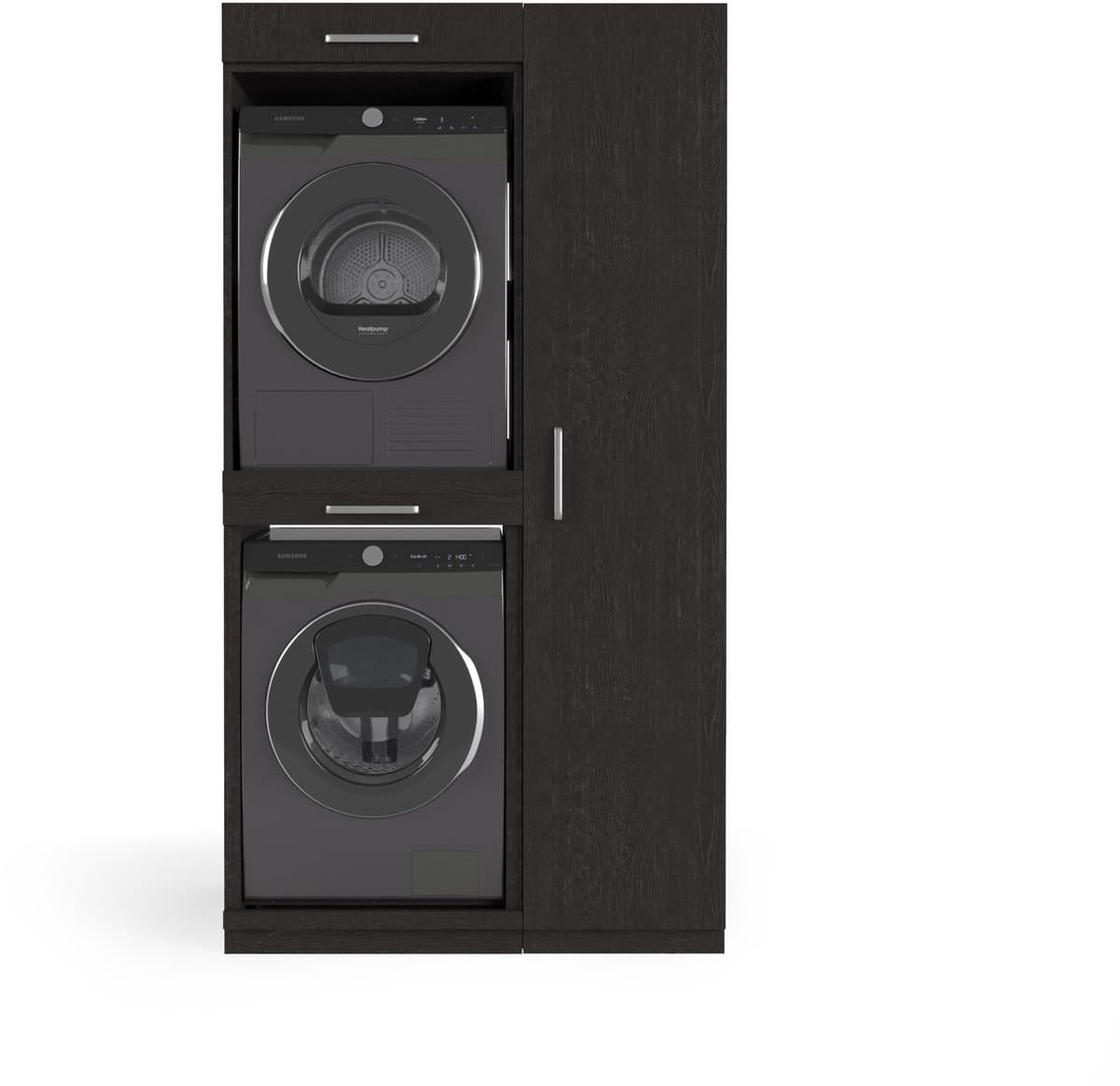 Wasophoogte® Wasmachine Kast New York - Wasmachine verhoger - Wasmachine ombouw - 700(D)*1115(B)*2110(H) mm - Zwart — afbeelding 1