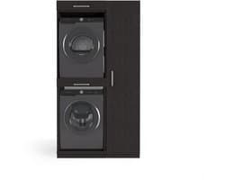 Wasophoogte® Wasmachine Kast New York - Wasmachine verhoger - Wasmachine ombouw - 700(D)*1115(B)*2110(H) mm - Zwart