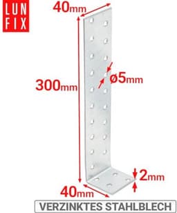 20 Stuks Platte Stalen Betonankers - Voor Verankering van Hout in Beton | Bevestigingshoek 300 mm x 40 mm — thumbnail 5