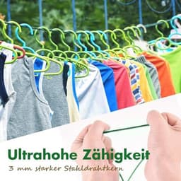 Waslijn 20 m met stalen kern - Roestvrij, waterdicht, voor huishouden, tuin en camping — thumbnail 2