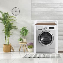 Wasmachinekast met droger 3-in-1 hoogte verstelbaar 300 kg opbergrek wit — thumbnail 2