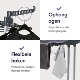 Wasrek Inklapbaar op Wieltjes - Droogmolen - Droogtoren Staand — thumbnail 4