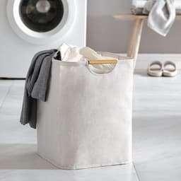Wasmand - Wasmand opvouwbaar - Wasmand Beige - 30x30x40 cm Opvouwbare Mand - Ruimtebesparend - Badkamermand Handvat - Perfect voor Slaapkamer - Badkamer - Slaapzaal - Wasruimte - Feestdecoratie - Kerst — thumbnail 4