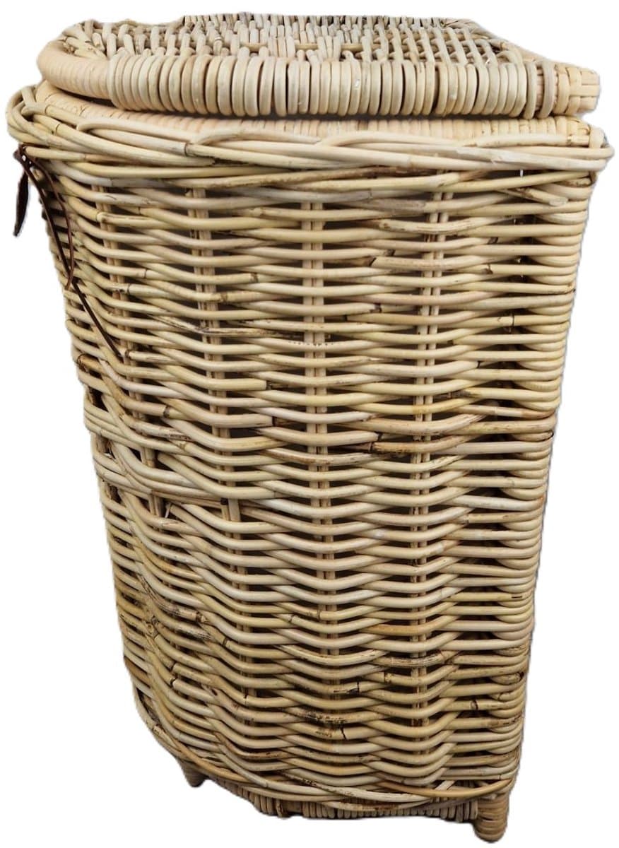 MigoStyling - Wasmand - Halrond - Naturel - Met deksel - Riet - Rotan - Hoogte 60 cm - Uitneembare waszak — afbeelding 1