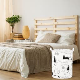 Dierenkattenpatroon - Opvouwbare wasmand - Geschikt voor kinderkamers - Unisex - Draagbare hoge opvouwbare schattige wasmand - Opbergrek - Opbergmand voor kinderkamers met handvat — thumbnail 4