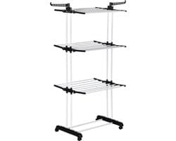 HOMCOM-Wäscheständer-Stahl, Kunststoff-73L x 64B x 177H cm-Schwarz