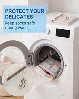 3 zakken voor het wassen van sokken in de wasmachine, klein formaat, zacht net en veilige sluiting, voorkomt krimpen en klitten, ideaal voor het beschermen van gevoelige panty's — thumbnail 4