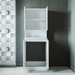 Roomart ATLANTIC-V Wasmachine Ombouwkast 70x191 cm met Bovenkast - Wit — thumbnail 4