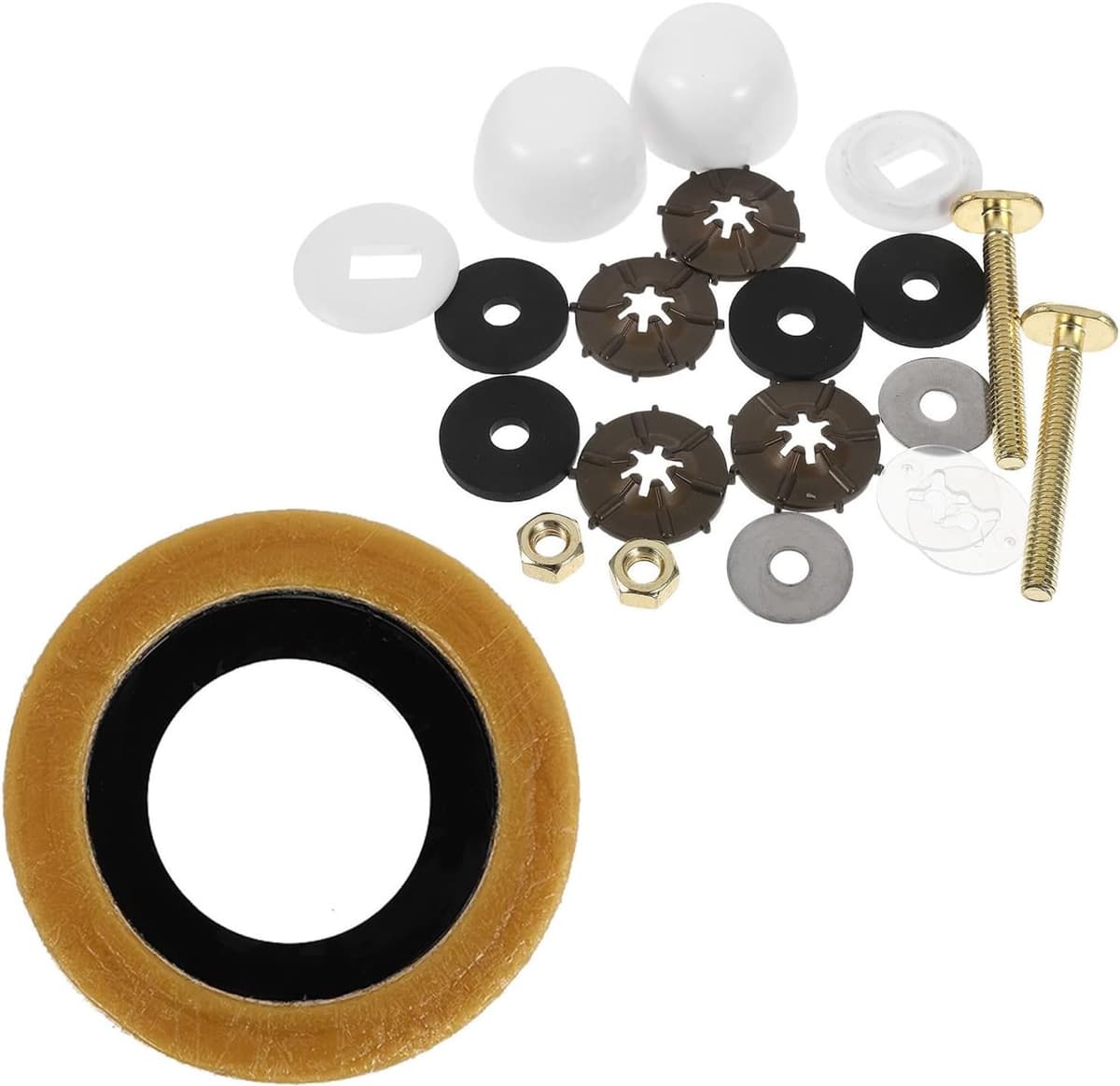 Toilet Wax Ring Kit met Zware Messing Bouten Dikke Waterdichte Afdichting tegen Rioollucht Lekken Geschikt voor Appartementen Badkamer Toiletinstallatie — afbeelding 1